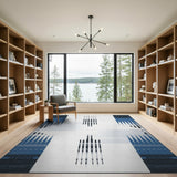 Navy Blue Zigzag Geometric Area Rug