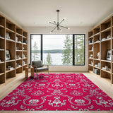 Vibrant Pink Ornate Persian Area Rug