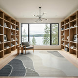 Abstract Area Fluid Grey Wave Abstract Area Rug