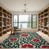Floral Vintage Red Red Floral Vintage Area Rug