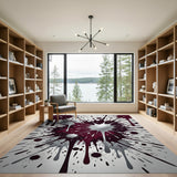 Red Silver Splatter Area Rug