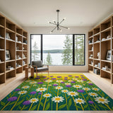 Purple Thistle Daisy Sunny Meadow Area Rug