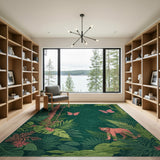 Jungle Lion Cub Area Rug with Butterflies