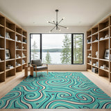 Blue and Teal Abstract Area Teal Swirl Abstract Area Rug