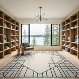Black and White Art Deco Geometric Line Art Area Rug