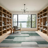 Teal Green Geometric Abstract Area Rug