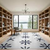 Snowflake Black White Geometric Area Rug