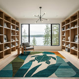 Coastal Teal Sea Turtle Area Rug