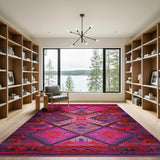 Multi-color and Patterns Vibrant Pink Geometric Tribal Area Rug