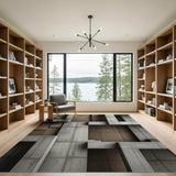 Modern Grey Concrete Geometric Area Rug