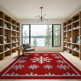 Festive Red Snowflake No. 11 Area Rug