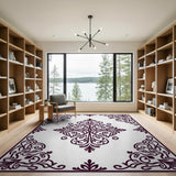 Ornate Purple Persian Frame Area Rug