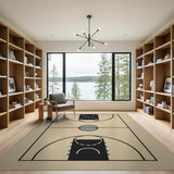 ODIKA Basketball Court Washable Area Rug - Low Pile Non-Slip Playroom Carpet