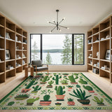Southwestern Cactus Succulent Garden Area Rug