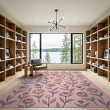 Vintage Pink Daisy Bloom Area Rug