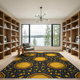 Yellow Octagon Lattice Geometric Area Rug