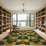 Rainbow Lantern Checkered Area Rug