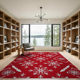 Red Snowflake Geometric No. 2 Area Rug