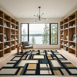 Geometric Modern Area Rug - Beige Neutral Frames