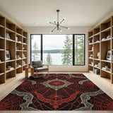 Ornate Red Spider Web Area Rug