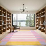 Pink Geometric Modern Pink Striped Geometric Area Rug