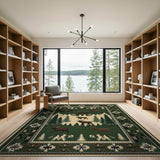 Green Moose Forest Southwestern Area Rug