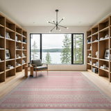 Blush Pink Geometric Pattern Area Rug