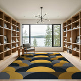Geometric Modern Arch Rug in Black, Grey Gold