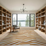 Orange Wavy Orange Abstract Area Rug