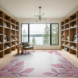 Elegant Pink Hibiscus Border Area Rug