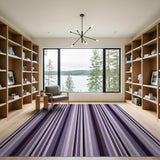Purple Vertical Stripe Geometric Area Rug