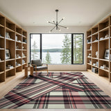 Pink Plaid Geometric Modern Area Rug