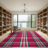 ODIKA Classic Red & Green Plaid Machine Washable Low Pile Area Rug