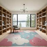 Adorable Kawaii Clouds Stars Kids Area Rug