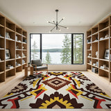 Southwestern Geometric Area Rug in Red Yellow Cream