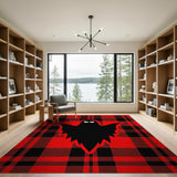 Spooky Ghost Red Black Plaid Area Rug
