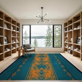 Teal Orange Heritage Tribal Area Rug