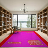 Pink Glitch Text Abstract Area Rug