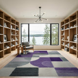 Purple Geometric Abstract Area Rug