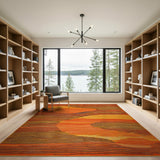 Vibrant Orange Wavy Stripe Abstract Area Rug