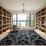 Grey Geometric Arch Lattice Area Rug