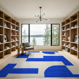 Bold Blue Geometric Modern Area Rug