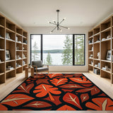 Bold Orange Leaf Abstract Area Rug