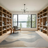 Abstract Wavy Neutral Beige and Neutral Area Rug