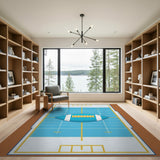 Teal Football Field Area Rug