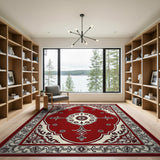 Red Traditional Persian Red Traditional Persian Medallion Area Rug