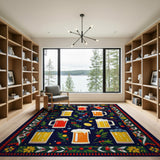 ODIKA Washable Folk Art Beer & Botanical Low Pile Area Rug - Non-Slip
