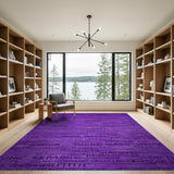 Purple Distressed Script Area Rug