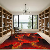 Fiery Lava Flow Red Area Rug