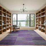 Purple Geometric Modern Purple Grey Geometric Block Area Rug